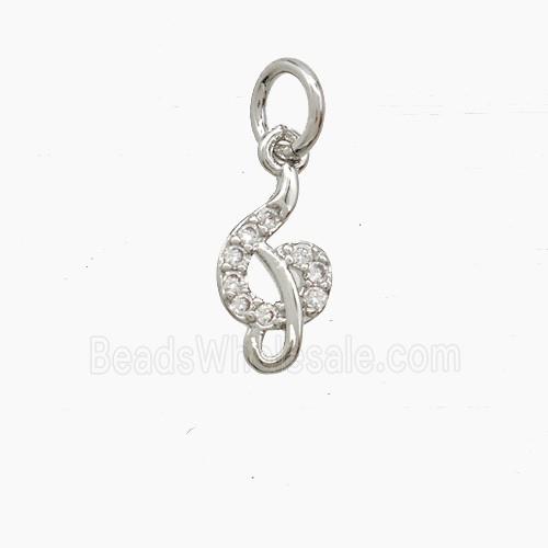 Copper Hook Pendant Pave Zirconia Platinum Plated