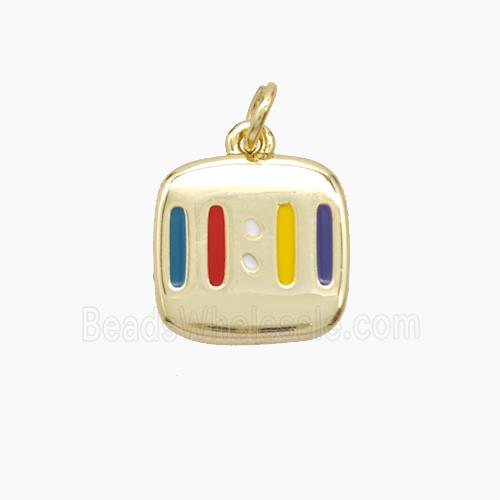 Copper Numbers Pendant Double Eleven 11 Multicolor Enamel Gold Plated