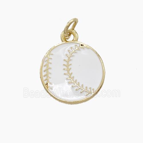 American Football Charms Copper Rugby Pendant White Enamel Sport Gold Plated
