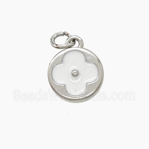 Copper Clover Pendant White Enamel Platinum Plated