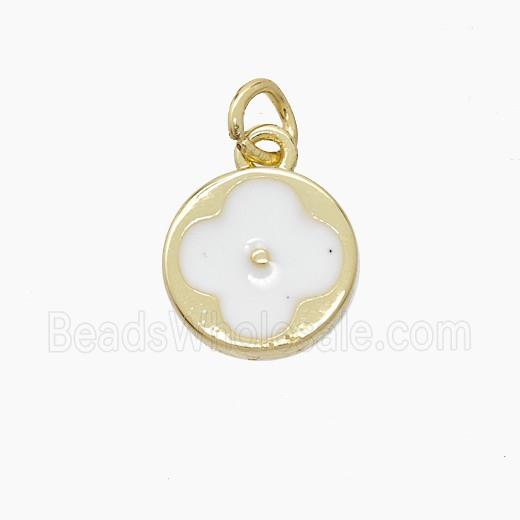 Copper Clover Pendant White Enamel Gold Plated