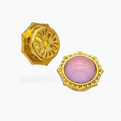 Copper Polygon Beads Pave Resin Gold Plated
