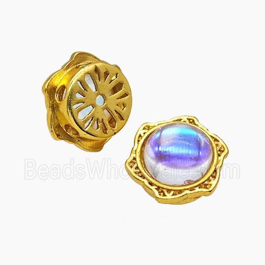 Copper Hexagon Beads Pave Resin Gold Plated