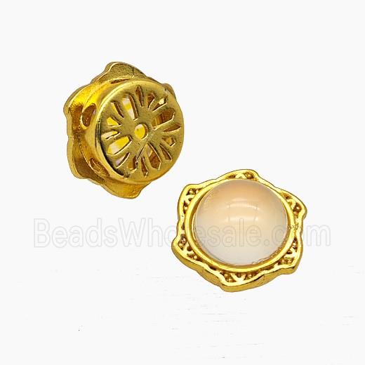 Copper Hexagon Beads Pave Resin Gold Plated
