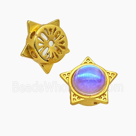 Copper Star Beads Pave Resin Gold Plated