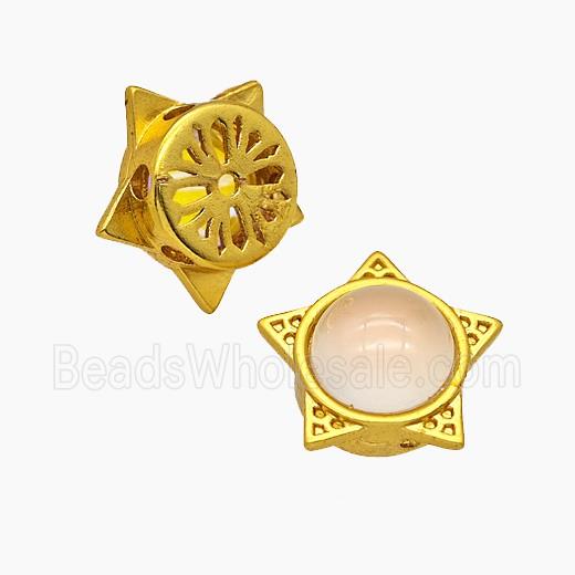 Copper Star Beads Pave Resin Gold Plated