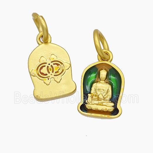 Copper Buddha Pendant Enamel Buddhist Gold Plated