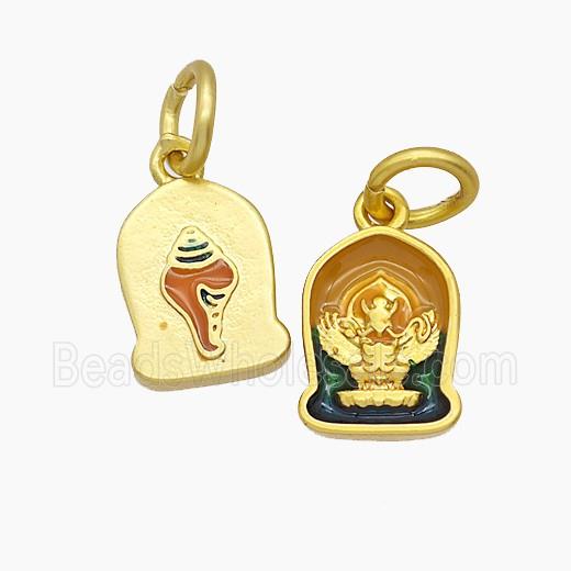 Copper Pendant Enamel Buddhist Gold Plated