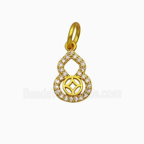 Copper Gourd Pendant Pave Zirconia Buddhist Gold Plated