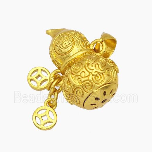 Chinese Lucky Fulu Charms Copper Gourd Pendant Gold Plated