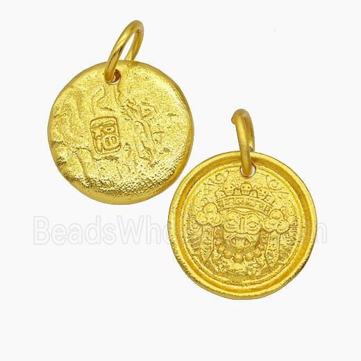 Chinese Caishen Charms Copper Pendant Gold Plated
