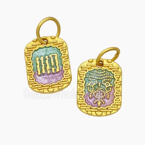 Tibetan Style Copper Amulet Pendant Enamel Gold Plated