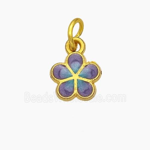 Copper Flower Pendant Painted Gold Plated