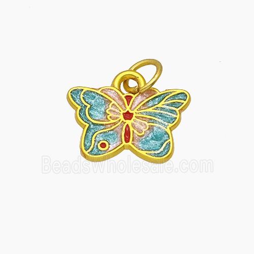 Copper Butterfly Pendant Painted Gold Plated