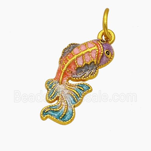 Copper Fish Pendant Painted Gold Plated