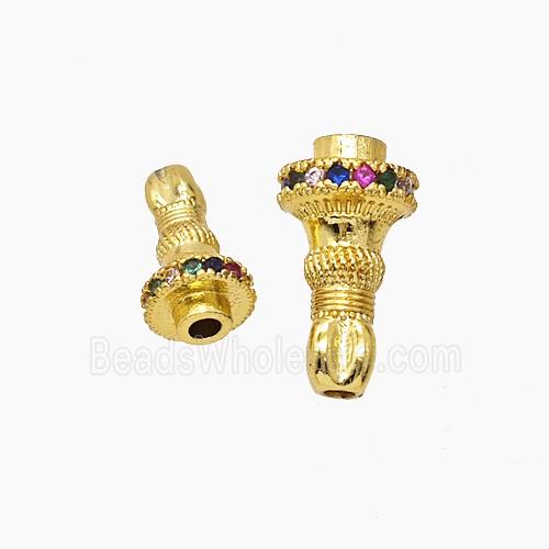Tibetan Style Copper Prayer Bell Beads Pave Rhinestone Gold Plated