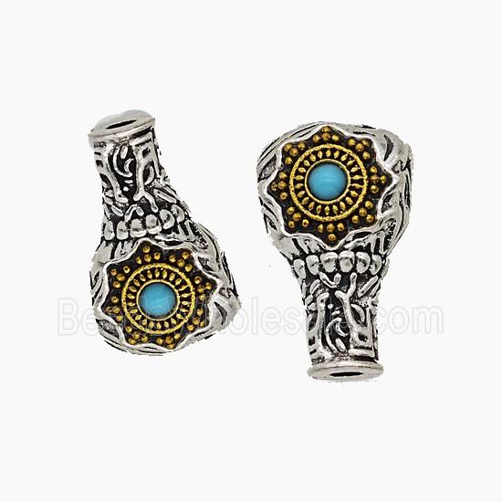 Tibetan Style Copper Guru Beads Antique Silver