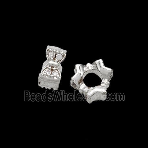 Copper Butterfly Beads Pave Zirconia Shiny Silver