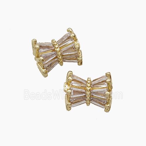 Copper Tube Beads Pave Zirconia Gold Plated