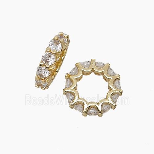 Copper Bead Pave Zircon, Gold Plated