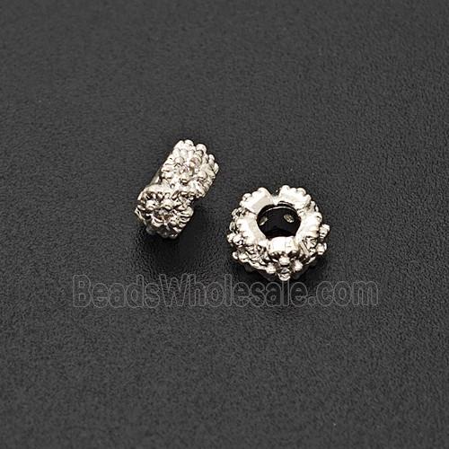 Copper Bead Pave Zircon, Silver Plated