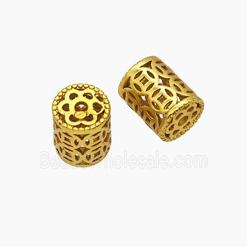 Copper Tube Beads Column Gold Plated