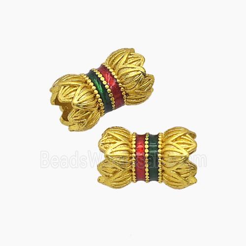 Copper Lotus Beads Painted Gold Plated