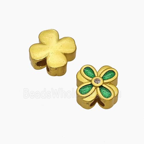 Copper Clover Beads Painted Gold Plated