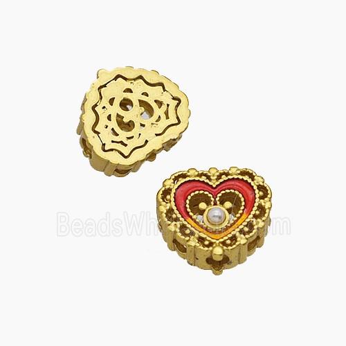 Copper Heart Beads Painted Gold Plated
