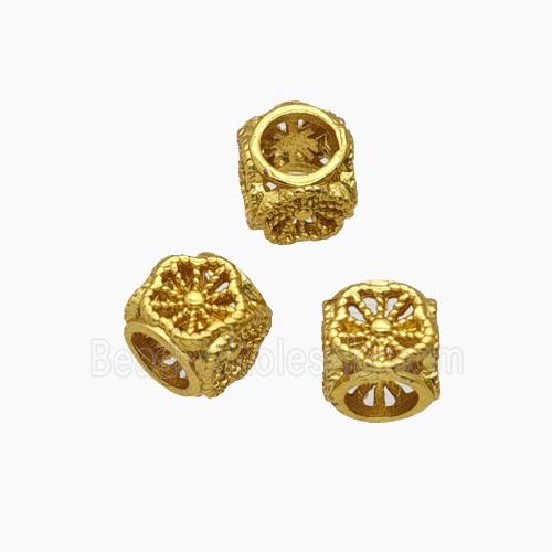 Copper Cube Beads Large Hole Gold Plated