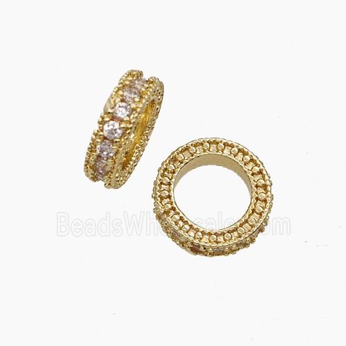 Copper Circle Beads Pave Zirconia Platinum Plated