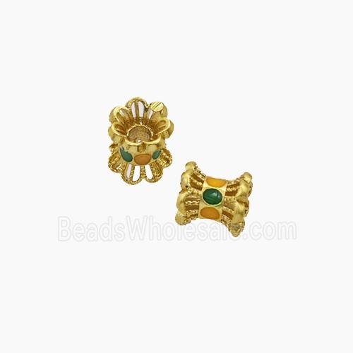 Copper Beadcaps Pave Resin Gold Plated