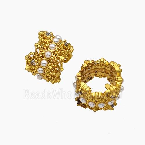 Copper Tube Beads Pave Resin Large Hole Gold Plated