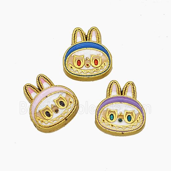 Copper Rabbit Beads Enamel Gold Plated Mixed