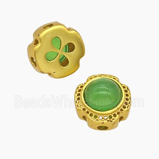 Copper Button Beads Pave Catseye Gold Plated