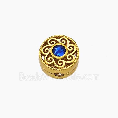 Copper Button Beads Pave Crystal Gold Plated