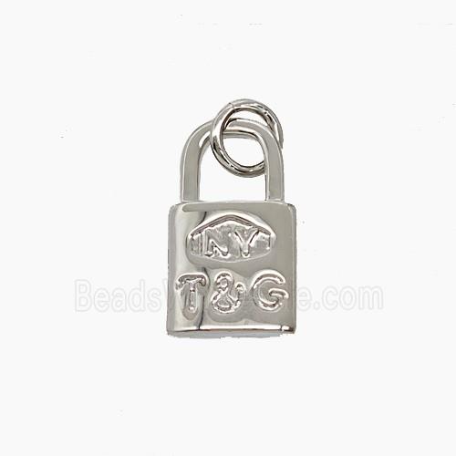Copper Lock Pendant Platinum Plated