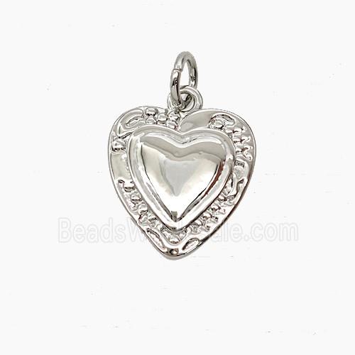 Copper Heart Pendant Platinum Plated