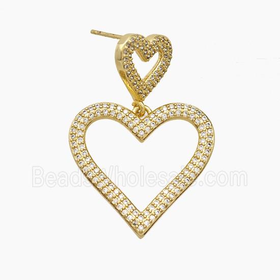 Copper Heart Stud Earrings 18K Gold Plated