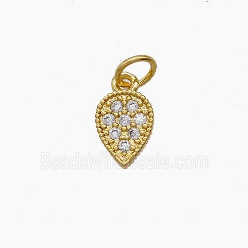 Copper Teardrop Pendant Micropave Zirconia 18K Gold Plated