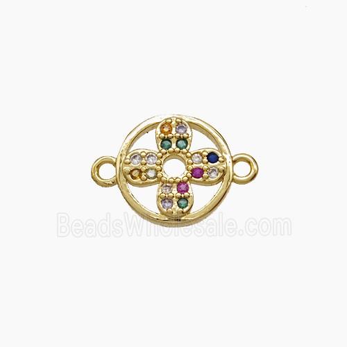 Copper Clover Pendant Pave Zirconia 18K Gold Plated