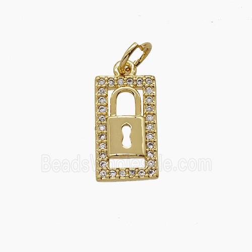 Copper Lock Pendant Pave Zirconia 18K Gold Plated