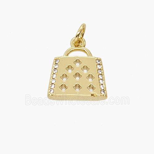 Copper Handbag Pendant Pave Zirconia 18K Gold Plated