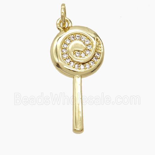 Copper Lollipop Pendant Pave Zirconia 18K Gold Plated