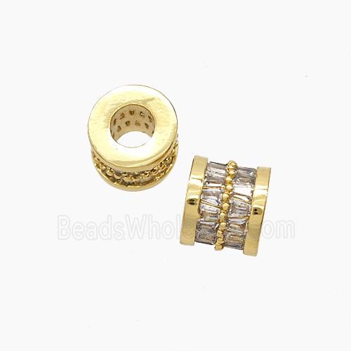 Copper Tube Beads Pave Zirconia 18K Gold Plated