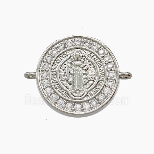 Copper Jesus Connector Pave Zirconia Platinum Plated