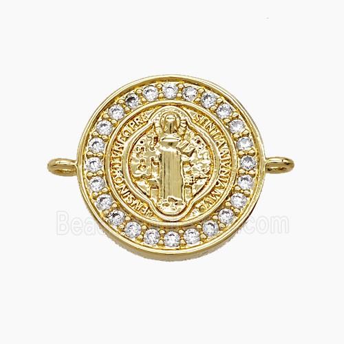 Copper Jesus Connector Pave Zirconia 18K Gold Plated