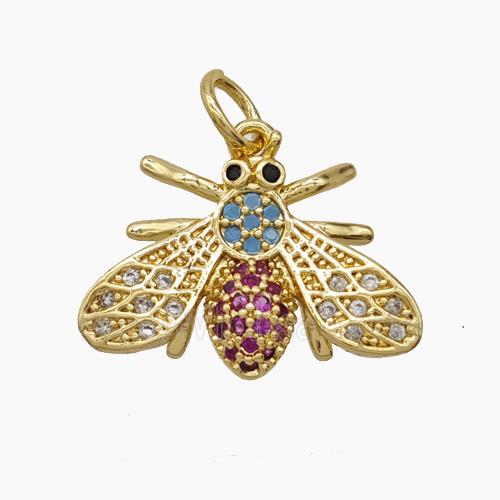 Copper Honeybee Pendant Pave Zirconia 18K Gold Plated