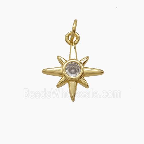 Copper Northstar Pendant Pave Zirconia 18K Gold Plated