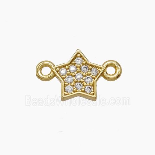 Copper Star Connector Pave Zirconia 18K Gold Plated